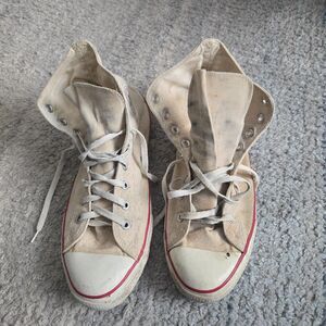 Vintage White Converse Shoes Mens 13 All Star High Tops Made In USA